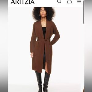 Aritzia Belize belted 100% merino wool maxi cardigan NWT
